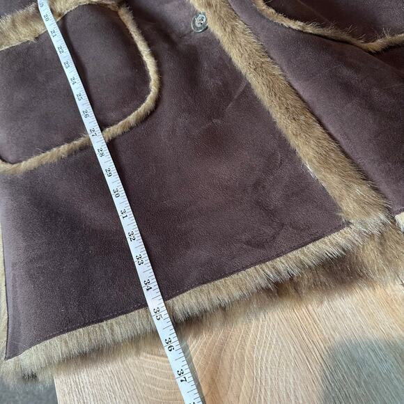 Dennis Basso Reversible Faux Suede and Fur Hooded Coat Brown M - Picture 14 of 14